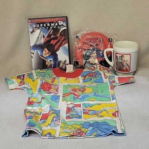 Superman Dvd, Mug, Happy Meal Flying Disc, Youth Shirt Size 5. - Picture 1 of 10